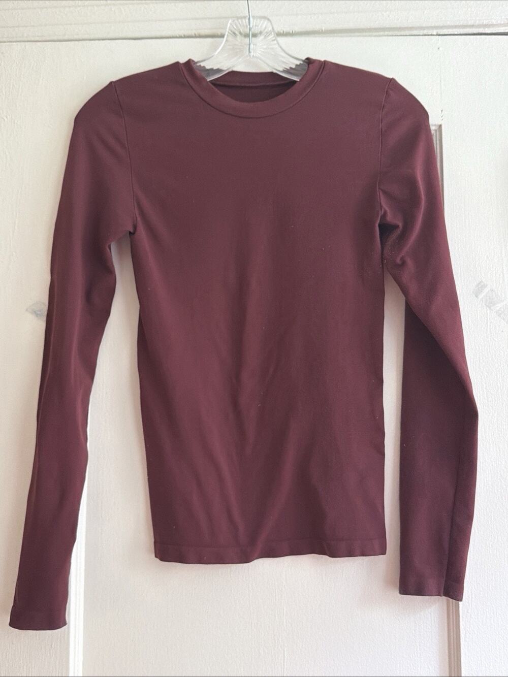 Intimately Free People Burgundy Long Sleeve Crewneck Top Women’s M Made USA
